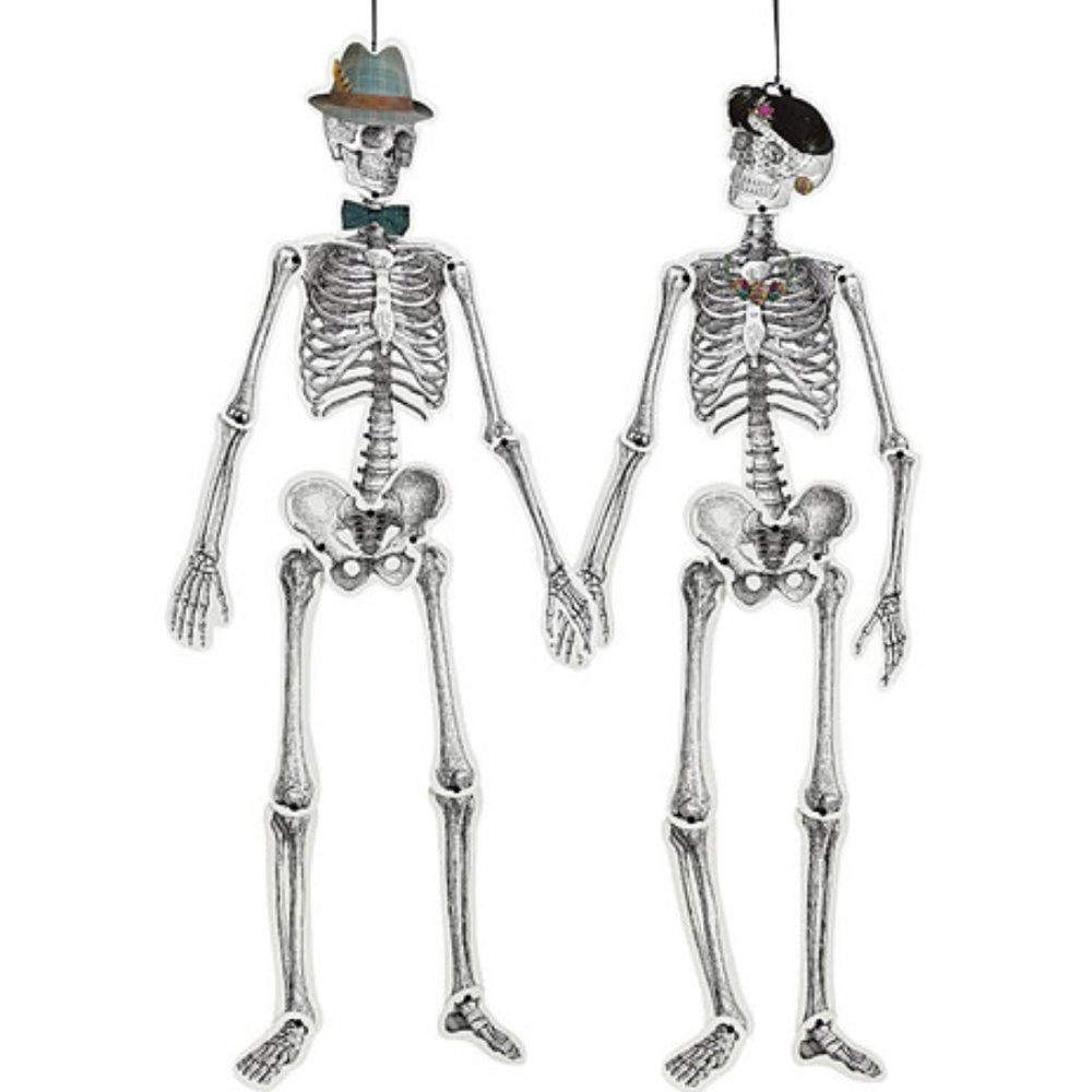 NEW Hipster Skeletons Hanging Halloween Decoration Skull Goth Punk Wall Art